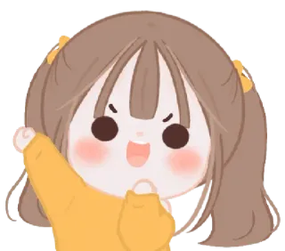 ✊ mignon, fille, dessin animé, kawaii, en colère whatsapp sticker