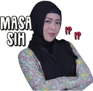 😄 MASA SIH !? Frau, Hidschab, Zweifel, zweifelhaft, Frage, neugierig, indonesisch whatsapp sticker