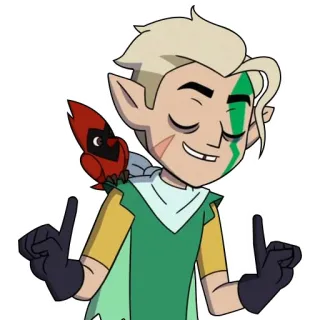 😎 Hunter The Owl House dibujos animados, cazador, The Owl House, personaje, fantasía, elfo, dedos del medio telegram sticker