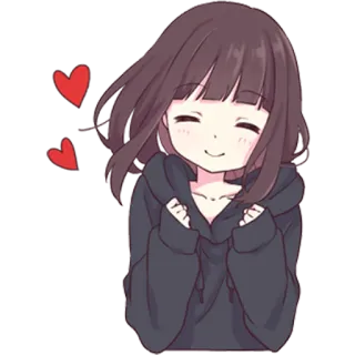 ♥️ Gadis anime, Hati, Lucu, Kartun, Cinta, Kawaii telegram sticker