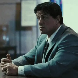 🌑 Sylvester Stallone actor, movie, man, suit, sitting telegram sticker
