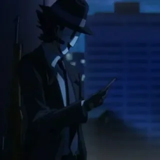 🚬 Anime, Hombre, Sombrero, Rifle, Traje telegram sticker