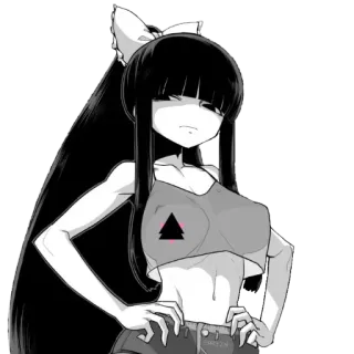🙁 Garota anime, Ilustração, Personagem, Desenho animado, Preto e branco telegram sticker