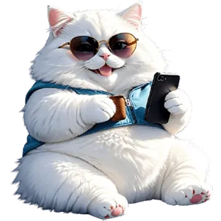 😆 mèo, động vật, dễ thương, kính râm, điện thoại, cà phê, thú cưng telegram sticker