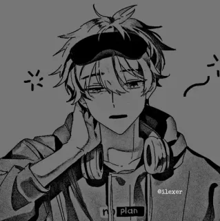▪️ no plan anime, sleepy, headphones, cartoon, character, teen telegram sticker