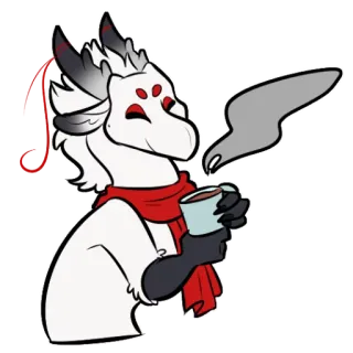 ☕️ dragon, furry, anthro, écharpe, café, mignon whatsapp sticker