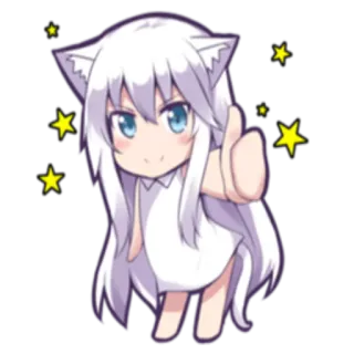 👍 Anime, Katzenmädchen, Kawaii, Chibi, Daumen hoch, Manga telegram sticker
