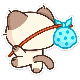 🐱 Katze, Cartoon, Tier, Sticker, traurig, süß, Gepäck telegram sticker