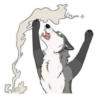 🤬 lobo, humo, animal, dibujo animado, mamífero, aullido, gris, fauna whatsapp sticker
