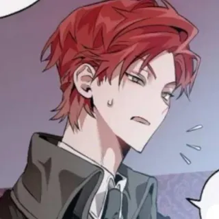 🥀 Anime, Manga, pelo rojo, personaje, retrato, expresión telegram sticker
