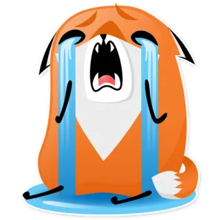 😭 piangere, volpe, lacrime, triste, emotivo, cartone animato, arrabbiato whatsapp sticker