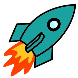 🚀 razzo, spazio, viaggio, cartone animato, adesivo, lancio, tecnologia telegram sticker