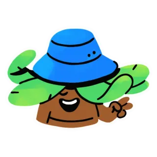 ✌️ Dessin animé, Personnage, Signe de paix, Chapeau, Plante, Kawaii telegram sticker