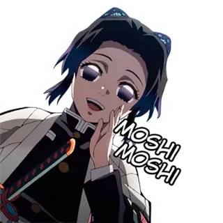 🤗 Shinobu Kocho Demon Slayer MOSHI MOSHI อนิเมะ, ดาบพิฆาตอสูร, ชิโนบุ โคโจ, โมชิ โมชิ, สวัสดี telegram sticker