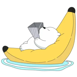 🏝 Ice Bear We Bare Bears Вся правда о медведях, Ice Bear, банан, мультфильм, чилл, сон, расслабление telegram sticker