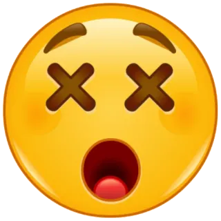 😖 emoji, dizzy, shocked, cross-eyed, yellow face, exclamation whatsapp sticker