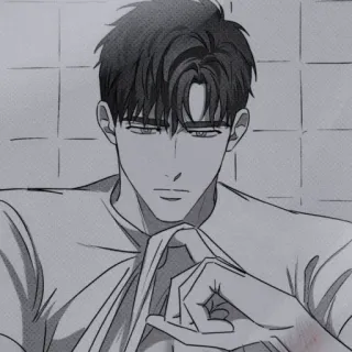 🌑 man, shirt, portrait, monochrome telegram sticker