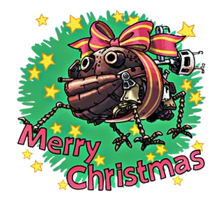🎄 Merry Christmas Рождество, праздник, бант, робот telegram sticker