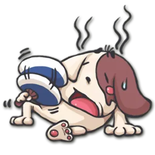 😥 pies, wyczerpany, zmęczony, spocony, kreskówka, zwierzę telegram sticker