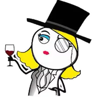 ® Meme, Dama, Cartola, Monóculo, Vinho, Elegante telegram sticker