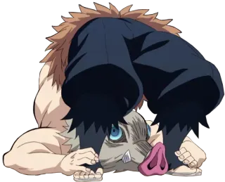 🐷 Inosuke Hashibira Demon Slayer Inosuke Hashibira, Demon Slayer, Anime, Personaggio, Maschera Cinghiale, Divertente, Manga telegram sticker