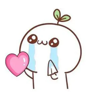 ☺️ Dessin animé, Pleurs, Coeur, Triste, Kawaii, Emoji telegram sticker