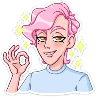 🏖 만화, 캐릭터, OK, 제스처, 애니메이션, 미술, 반짝임 telegram sticker