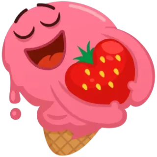 ❤ мороженое, клубника, десерт, еда, мультфильм, сладкий telegram sticker