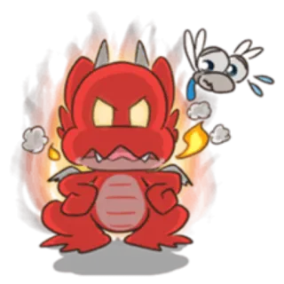 😡 dragão, raiva, desenho animado, fogo, vermelho, emoção, fofo telegram sticker