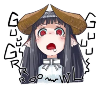 🌯 GRRR, GROWL Monster, Dämon, Hörner, knurrend, Anime, gruselig, Tier telegram sticker
