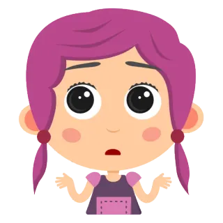 🤔 Cartoon, Mädchen, Verwirrt, Achselzucken, Figur, Kind telegram sticker