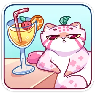🍹 kot, napój, sok, uroczy, naklejka, zwierzę, kreskówka whatsapp sticker