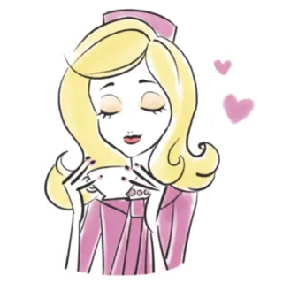 😗 phụ nữ, hoạt hình, tóc vàng, trà, tình yêu, hồng telegram sticker