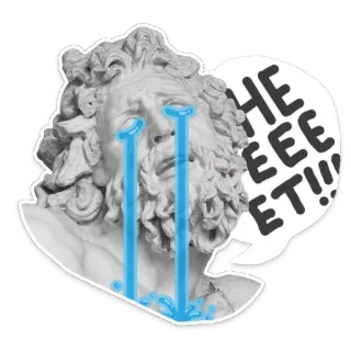 😫 HEE EEE ET!!! statue, crying, meme, funny, expression, sad, blue telegram sticker