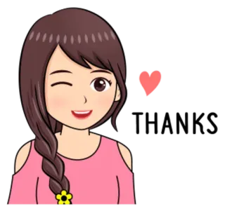 😉 desenho animado, menina, coração, piscadela, fofo, doce whatsapp sticker