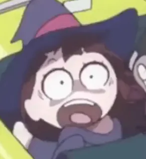 😱 Atsuko Kagari Little Witch Academia аниме, ведьма, испуганный, хоррор, аниме девушка, смешной, чиби, мультфильм telegram sticker