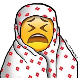 😫 Emoji, huilen, verdrietig, deken, rode bloemen, geel gezicht telegram sticker