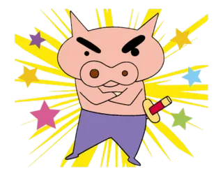 🐷 pig, cartoon, sword, angry, character telegram sticker