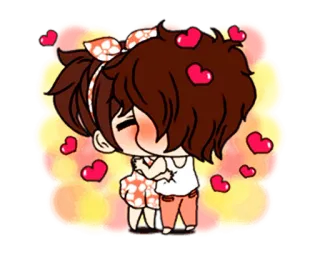👸 kreskówka, miłość, para, uścisk, serca, związek telegram sticker