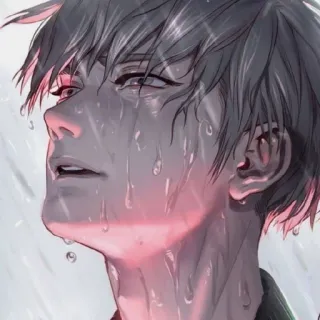 🌨 Anime, traurig, weinend, Regen, emotional, Mann, nass whatsapp sticker