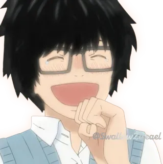 😂 Swallowizreacts Anime, Vui vẻ, Cười, Kính, Phản ứng telegram sticker
