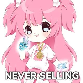 💎 NEVER SELLING Anime, Rosa, Lindo, Chibi, Nunca en venta, Dibujos animados, Sticker telegram sticker