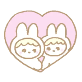 💗 กระต่าย, เด็ก, หัวใจ, น่ารัก, รัก, คาวาอิ, คู่ telegram sticker