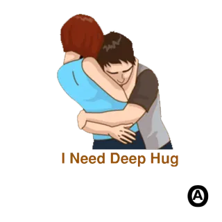 😋 I Need Deep Hug abrazo, profundo, amor, pareja, afecto telegram sticker