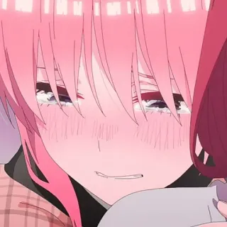 🦊 Anime, Triste, Llorando, Dibujos animados, Femenino, Pelo rosa telegram sticker