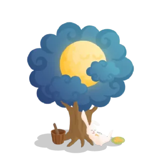 🌕 moon, rabbit, tree, clouds, bucket, moon festival telegram sticker