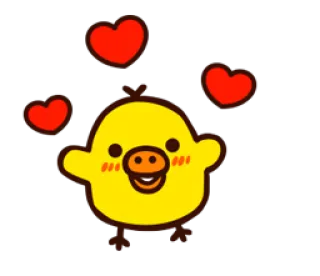 ❤ ลูกเป็ด, หัวใจ, น่ารัก, สัตว์, สีเหลือง telegram sticker