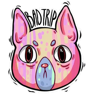😱 BADTRIP 고양이, 스티커, 배드 트립, 동물, 환각, 미술 telegram sticker