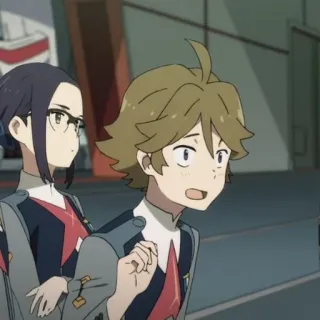 🍓 Darling in the Franxx Anime, Darling in the Franxx, Ichigo, Goro, Science-fiction, Mecha, Personnages telegram sticker
