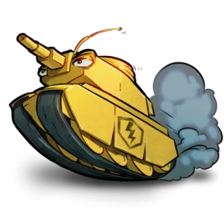 😶 carro armato, veicolo, esercito, cartone animato, giallo telegram sticker